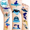 112 PCS Swimming Temporary Tattoos Birthday Party Decorations Supplies Favors Swim Team Pool Waves Summer Beach Themed Decor Stickers For Boys Girls Gift School Prizes Rewards