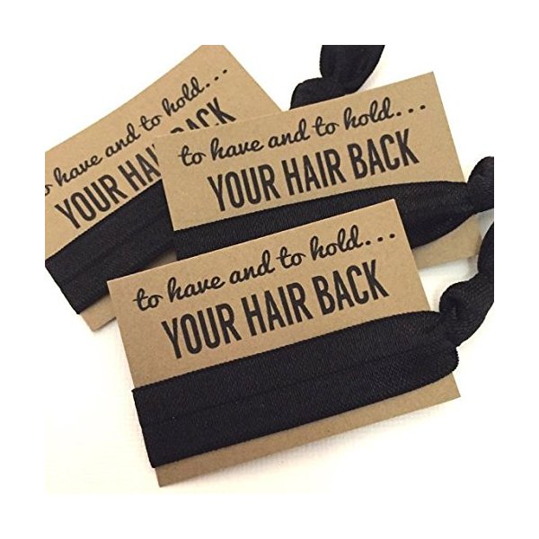 Bachelorette Hair Tie Party Favors | Set of 5 Black Hair Tie Favors | To Have and To Hold Your Hair Back