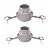 Quafwia 2 pcs Aluminum cam lock fittings (2" Part B) cam groove hose fitting camlock fittings, Male Adapter Female NPT Thread camlock fitting (2'')