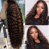 yamduly 24 Inch Highlight Ombre Lace Front Wig Human Hair Pre Plucked 1B/30 Black Brown 13x4 HD Lace Frontal Wigs Human Hair Deep Wave Honey Blonde Human Hair Wigs for Black Women 180% Density