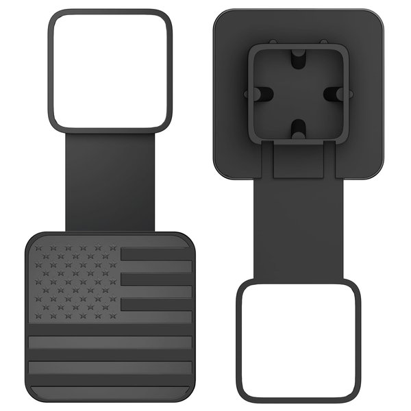 OGYE 2 Inch Trailer Hitch Cover with American Flag, Metal Trailer Hitch Cover Fit for 2 Inch Hitch Receivers Class 3 4 5, 2'' Rubber Hitch Tube Cover Plug Cap (Black)