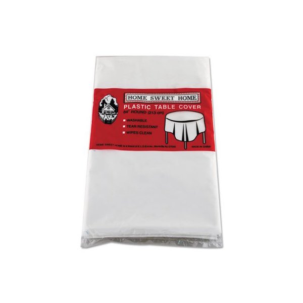 ~:~ TABLEMATE PRODUCTS, CO. ~:~ Table Set Round Plastic Table Cover, 84" Diameter, White, Six per Pack