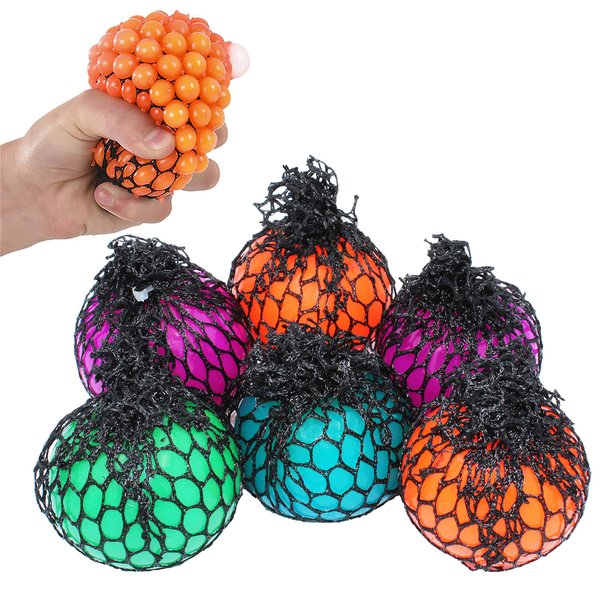The Dreidel Company Grape Bunch Squeeze Ball Liquid Filled Ball in Netting, Slime Cool Fluffy, Non Stickys, Stress & Anxiety Relief, Super Soft Sludge Toy, 2" (6-Pack)