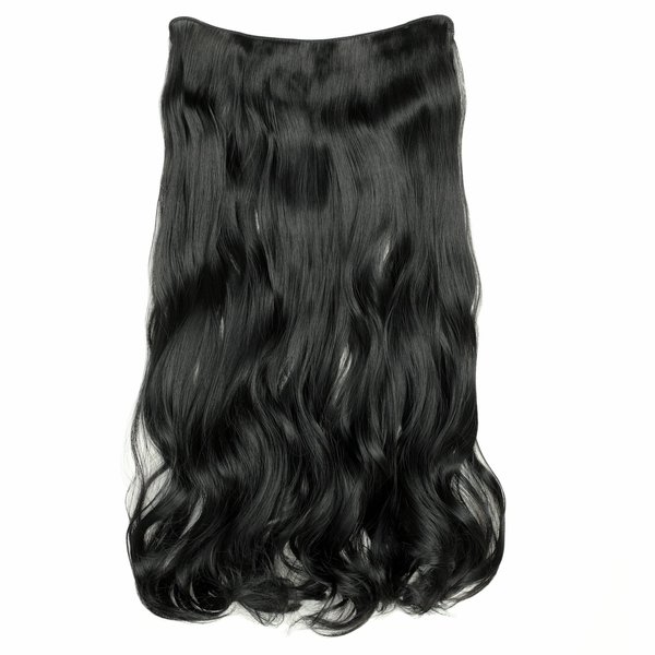 LOHXINHAIR Invisible Wire Halo Hair Extensions Transparent Wire Adjustable Size 4 Secure Clips 24 Inch Long Wavy Curly Secret Hairpiece for Women