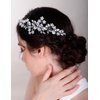 Chargances Bridal Wedding Crystal Hair Comb Handmade Flower Gemstone Hair Side Comb Blue Rhinestone Headpiece Bridal Hair Accessories for Wedding Prom Flower Girl (Blue)