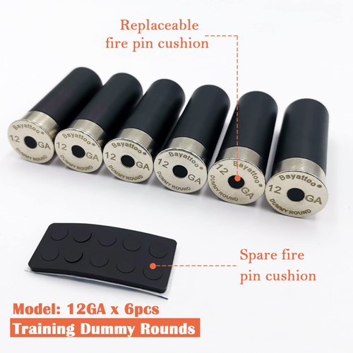 Bayattoo 12GA Safety Practice Rounds Action Trainer Dummy Round Dry Fire Training Snap Cap (6pk)