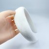 FunCosta velvet padded headband wide puffy headbands for women girls vintage sponge hair band trendy and cute hair accessories (White)