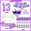 Purple 13th Birthday Decorations for Girls, Includes Happy Birthday Banner, Balloons, Silver Crown, Lavender Glitter 13 Year Old Cake Topper and Official Teenager Birthday Sash, 13th Birthday Gifts