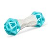 Messy Mutts Totally Pooched Flex n' Squeak Dumbbell | 7” Durable Foam Rubber Dog Toy with Squeaker | Made for Tough Chewers | Interactive Treat Puzzle for Dogs | Grey/Teal