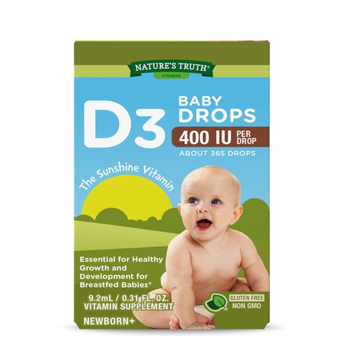 Nature's Truth Vitamin D Drops for Infants | 400 IU | 9.2 mL | D3 Drops for Kids | Vegetarian, Non-GMO, Gluten Free Supplement