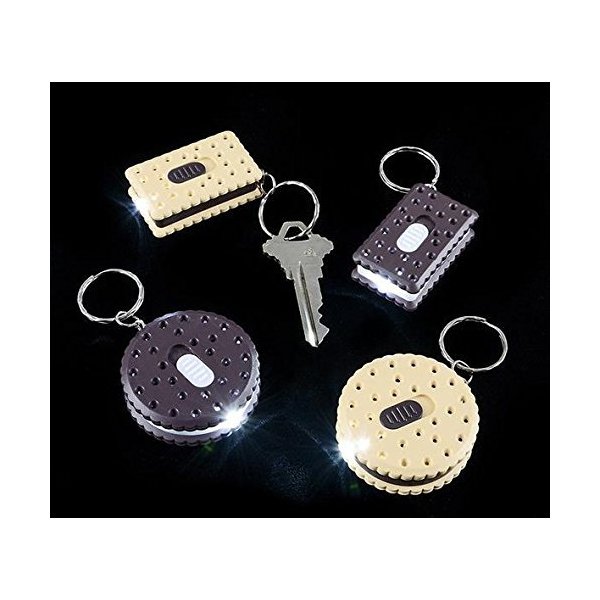 DISCOUNT PARTY AND NOVELTY Wholesale Lot of 50 Cookie Led Flashlight Super Bright Key Chains