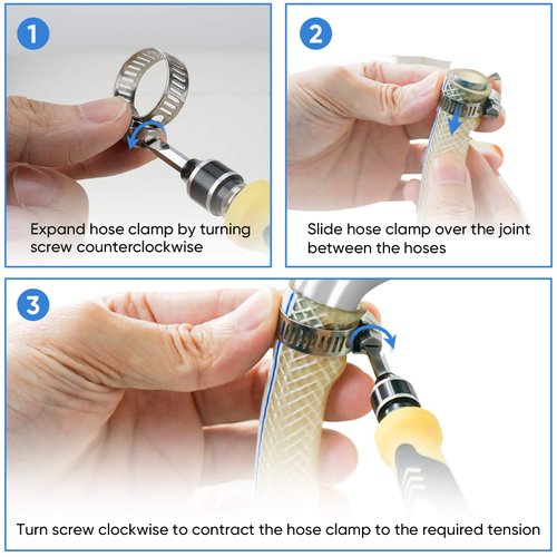 TICONN 60PCS Hose Clamp Set - 1/4''–1-1/2'' 304 Stainless Steel Worm Gear Hose Clamps for Pipe, Intercooler, Plumbing, Tube and Fuel Line