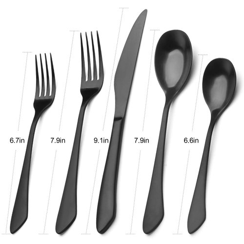Matte Black Silverware Set, 20-Piece Stainless Steel Flatware Set Service for 4, Satin Finish Tableware Cutlery Set for Home and Restaurant, Dishwasher Safe