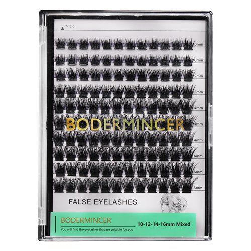 Bodermincer 120 Clusters 8-10-12-14mm Mixed/10-12-14-16mm Mixed Wide Cluster False Eyelash Individual Cluster EyeLashes Grafting Fake False Eyelashes Eyelash Extension (Black 8-10-12-14mm Mixed)