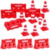 TOYANDONA 12pcs Construction Traffic Sign Set, Mini Traffic Cones Traffic Barricade Signs Toy Plastic Road Street Signs Toys for Kids Cone Construction Theme Party Favors