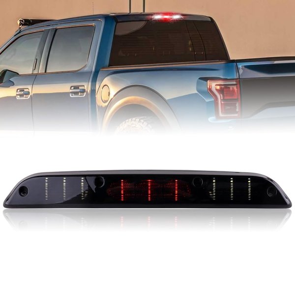 Nrgedzam Third Brake Light Full LED High Mount Smoked Lens Stop Lamp Compatible With F150 2017-up F250 F350 2019-up Ranger 2022-up 2015-2020
