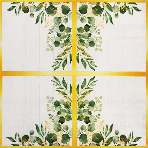 Zelten Colored Paper Party Napkins, 20 Count Shabby Chic for Wedding, inner, Tea Party, Decoupage, Green Leaves