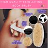 Exfoliating Brush Dry Brush For Wet or Dry Brushing, Body Brush With Natural Bristle For Glowing SKin, Cellulite Treatment, Lymphatic Drainage and Blood Circulation (Oval-Black Wood)