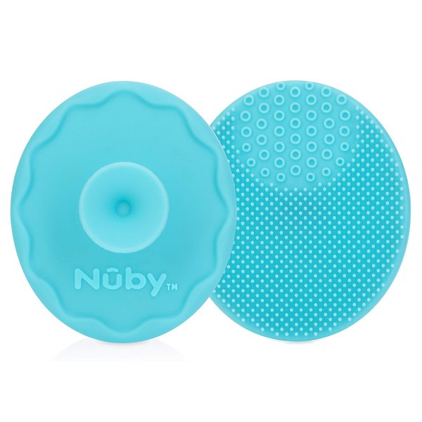 Nuby Scrubbies Silicone Bath Brush - Baby Essentials - Baby Bath Accessories - (2-Pack) Blue