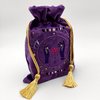 La Muci Velvet Tarot Card Bag - Drawstring Pouch for Tarot Deck Storage - Magic Purple Moon Lotus Bag- Jewelry Storage & Gift Bag with Gold Tassel Drawstrings, 6.6 x 9 inches