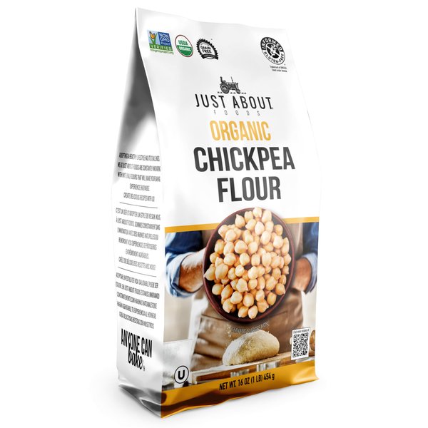 Organic Chickpea Flour 1lb (454 g) USDA Organic Gluten Free Grain free Non GMO Kosher Pack of 1 | Just About Foods