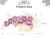 Wedding Hair Combs, Crystal Flwoer Hair Clips Bride Bridesmaid Hair Sides Comb Rhinestone Barrettes, Pearl Flower Hair Pins Hair Accessories for Women Girls (Purple)