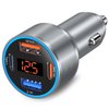 Car Charger USB C, 65W Dual 12V Cigarette Lighter USB Car Adapter with Voltage Display Multi Port PD/QC 3.0 Super Fast Charging Car Phone Charger for iPhone 16 15 14 13 12 Pro,Tablet,Android(Gray)