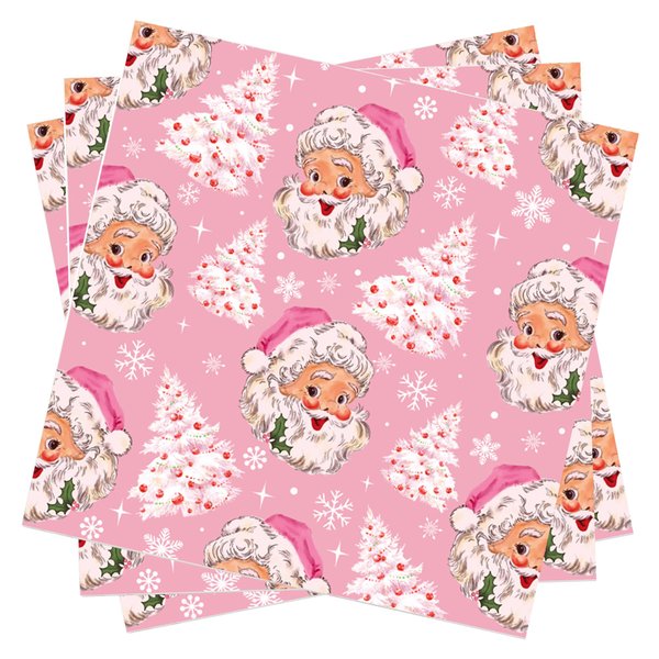 40Pcs Pink Christmas Party Napkins Santa Xmas Tree Disposable Paper Napkins Pink Xmas Tree Napkin Merry Christmas Luncheon Napkins for Xmas Winter Holiday Themed Birthday Party Supplies,6.5 x 6.5 Inch