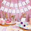 Kreatwow Ice Skating Birthday Party Decorations Pink Purple Ice Skating Snowflake Happy Birthday Banner for Winter Wonderland Decorations Girls Snowflake Birthday Party Decorations