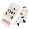 Ardell Nail Addict Premium Artificial Nail Set, Almond Shaped Black Stud & Pink Ombre Jeweled And Matte Press On Nails, 24 Glue On Nails For An Easy Manicure