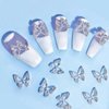 20Pcs Shiny Alloy Butterfly Nail Charms Crystal Butterfly Nail Rhinestones 3D Nail Charms for Acrylic Nails Gold Silver Butterflies Nail Gems Nail Jewels for Women Girls Nails DIY Manicure Decoration