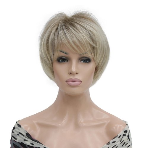 Lydell 8-10" Short Layered Shaggy Heat Resistant Synthetic Wigs R10-26 Blonde Mixed Dark Root