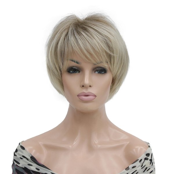 Lydell 8-10" Short Layered Shaggy Heat Resistant Synthetic Wigs R10-26 Blonde Mixed Dark Root