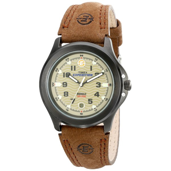 Timex Men's T47012 Expedition Metal Field Brown Leather Strap Watch