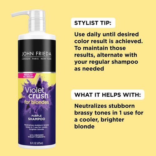 John Frieda Violet Crush Purple Shampoo for Blonde Hair, 16 Fl Oz