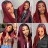 T1b/99J Burgundy Lace Front Wigs Human Hair Pre Plucked Glueless 4x4 Colored HD Lace Front Wigs Human Hair 150 Density Lace Front Wigs for Women Human Hair with Baby Hair Wine Red(T1B/99J, 30inch)