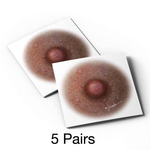 Breast Cancer Temporary Tattoos for Women - 5 Pairs, Areola Temporary Tattoo, Post Mastectomy Temporary Tattoo, Post Surgery Nipple Solution, Fitzpatrick Scale Color #5 (1.5 inch) Standard Size