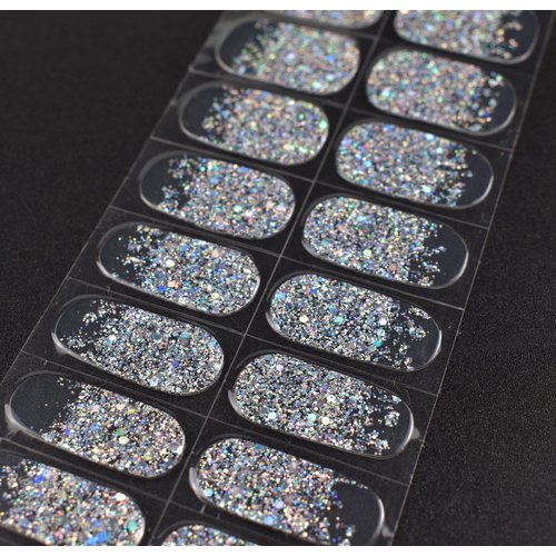 LIFOOST Semi Cured Gel Nail Strips Glitter Sequins Nail Stickers Transparent Full Nail Wraps for Women Nail Art Design