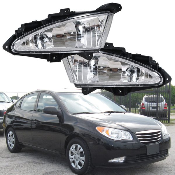 Silscvtt 2Pcs Fog Lights Assembly Replacement for 2007-2010 Hyundai Elantra with Bulbs Driving Fog Lights Lamp Kit Driver & Passenger Side