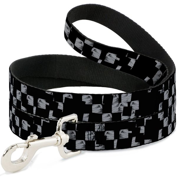Buckle-Down Pet Leash - Scribble Checker Black/White - 6 Feet Long - 1.5" Wide