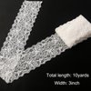 VGOODALL 3 Inch White Lace Ribbon, 10 Yards Wide Stretchy Lace Trim Elastic Floral Lace for Bridal Wedding Decoration Gift Wrapping DIY Sewing Craft Hair Bow Making
