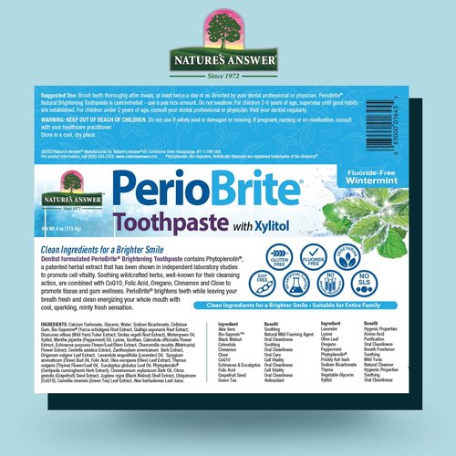 Nature's Answer Periobrite Whitening Toothpaste | Soothes & Refreshes | Gluten-Free, Flouride-Free Soy-Free & Vegetarian | Not Tested On Animals | No Artificial Sweetners or Preservatives 4oz