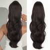 Stamped Glorious Ponytail Extension Drawstring Ponytail Extension for Women 26 Inch Long Wavy Layered Pony Tails Hair Extensions Clip in Ponytail Hairpiece for Daily Party Use（Dark Brown）