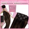 YoungSee 150G Clip in Hair Extension Real Human Hair Balayage Hair Extensions Clip ins Dark Brown Mix Medium Brown Highlights Brown Balayage Thick Human Hair Clip in Extensions 22Inch 7Pcs