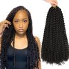 Passion Twist Hair 14inch Water Wave Synthetic Black Curly Braids for Passion Twist Goddess Locs Short Bohemian Curl Crochet Braiding Hair Extensions For Woman Girls(14inch, 1B)