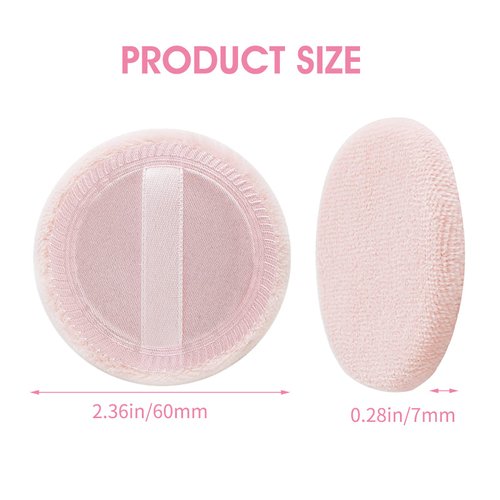WLLHYF 12PCS Makeup Powder Puffs Pink Cotton Powder Puffs Round Powder Puff for Makeup Face Powder Velour Puffs for Loose Powder Washable(pink