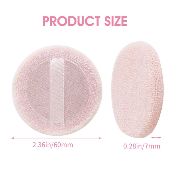 WLLHYF 12PCS Makeup Powder Puffs Pink Cotton Powder Puffs Round Powder Puff for Makeup Face Powder Velour Puffs for Loose Powder Washable(pink