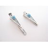 Small blue stone silver metal alligator hair claw clip clamp for fine thin hair (Size: 1.75)
