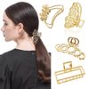 Claw Hair Jaw Clips Barrettes 4PCS Metal Claw Clip Butterfly Flower Hair Claw Clip Gold Hairpin Fashion Nonslip Hair Clamps Claw Clip Grips for Women Girls Jaw Clips Clamp Barrettes Hair Accessories
