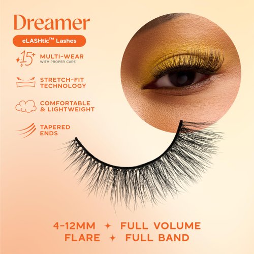 eLASHtic™ Lashes | Full Band | Strip Lashes | Natural Wispy Lashes | Fake Eyelashes | Elastic Lash Band Flared & Full Volume (Dreamer) Full Band Lash